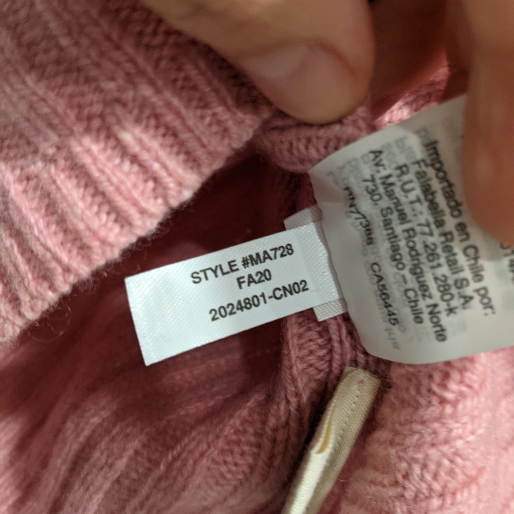 Madewell Pink (Re)sourced Cashmere & Wool Ribbed Mockneck Pullover Sweater XS - Picture 10 of 11